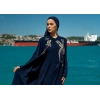 TAŞLI UZUN TESETTÜR ZARİF ABAYA-LACİVERT