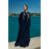 TAŞLI UZUN TESETTÜR ZARİF ABAYA-LACİVERT