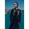 TAŞLI UZUN TESETTÜR ZARİF ABAYA-LACİVERT