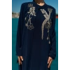 TAŞLI UZUN TESETTÜR ZARİF ABAYA-LACİVERT