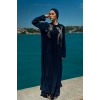 TAŞLI UZUN TESETTÜR ZARİF ABAYA-LACİVERT
