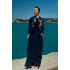 TAŞLI UZUN TESETTÜR ZARİF ABAYA-LACİVERT