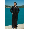 TAŞLI UZUN TESETTÜR ZARİF ABAYA -SİYAH