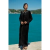 TAŞLI UZUN TESETTÜR ZARİF ABAYA -SİYAH