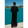 TAŞLI UZUN TESETTÜR ZARİF ABAYA -SİYAH