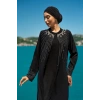 TAŞLI UZUN TESETTÜR ZARİF ABAYA -SİYAH