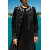 TAŞLI UZUN TESETTÜR ZARİF ABAYA -SİYAH
