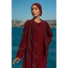 TAŞLI UZUN TESETTÜR ZARİF ABAYA-BORDO