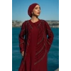 TAŞLI UZUN TESETTÜR ZARİF ABAYA-BORDO