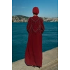 TAŞLI UZUN TESETTÜR ZARİF ABAYA-BORDO