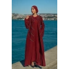 TAŞLI UZUN TESETTÜR ZARİF ABAYA-BORDO