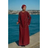 TAŞLI UZUN TESETTÜR ZARİF ABAYA-BORDO