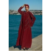 TAŞLI UZUN TESETTÜR ZARİF ABAYA-BORDO