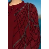 TAŞLI UZUN TESETTÜR ZARİF ABAYA-BORDO