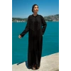 TAŞLI UZUN TESETTÜR ZARİF ABAYA-SİYAH