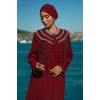 TAŞLI UZUN TESETTÜR ZARİF ABAYA-BORDO