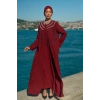 TAŞLI UZUN TESETTÜR ZARİF ABAYA-BORDO