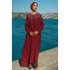 TAŞLI UZUN TESETTÜR ZARİF ABAYA-BORDO