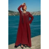 TAŞLI UZUN TESETTÜR ZARİF ABAYA-BORDO