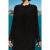 TAŞLI UZUN TESETTÜR ZARİF ABAYA - SİYAH