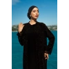 TAŞLI UZUN TESETTÜR ZARİF ABAYA - SİYAH