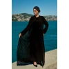 TAŞLI UZUN TESETTÜR ZARİF ABAYA - SİYAH