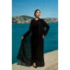 TAŞLI UZUN TESETTÜR ZARİF ABAYA - SİYAH