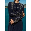 TAŞLI UZUN TESETTÜR ZARİF ABAYA - LACİVERT