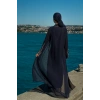TAŞLI UZUN TESETTÜR ZARİF ABAYA - LACİVERT