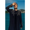 TAŞLI UZUN TESETTÜR ZARİF ABAYA - LACİVERT