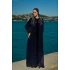 TAŞLI UZUN TESETTÜR ZARİF ABAYA - LACİVERT