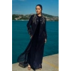 TAŞLI UZUN TESETTÜR ZARİF ABAYA - LACİVERT