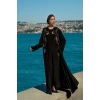 TAŞLI UZUN TESETTÜR ZARİF ABAYA-SİYAH