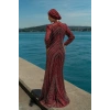 TAŞLI UZUN TESETTÜR ZARİF ABİYE-BORDO
