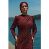 TAŞLI UZUN TESETTÜR ZARİF ABİYE-BORDO