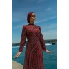 TAŞLI UZUN TESETTÜR ZARİF ABİYE-BORDO