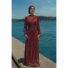 TAŞLI UZUN TESETTÜR ZARİF ABİYE-BORDO