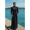 TAŞLI UZUN TESETTÜR ZARİF ABİYE-LACİVERT