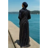 TAŞLI UZUN TESETTÜR ZARİF ABİYE-LACİVERT