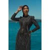 UZUN TAŞLI ZARİF TESETTÜR ABİYE-SİYAH