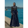 UZUN TAŞLI ZARİF TESETTÜR ABİYE-LACİVERT