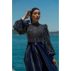 UZUN TAŞLI ZARİF TESETTÜR ABİYE-LACİVERT