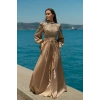 UZUN TAŞLI ZARİF TESETTÜR ABİYE-Kahverengi