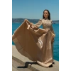 UZUN TAŞLI ZARİF TESETTÜR ABİYE-Kahverengi