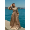 UZUN TAŞLI ZARİF TESETTÜR ABİYE-Kahverengi