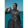 UZUN TAŞLI ZARİF TESETTÜR ABİYE-LACİVERT