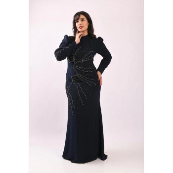 Babilin Yıldızları Krep Abiye - Lacivert