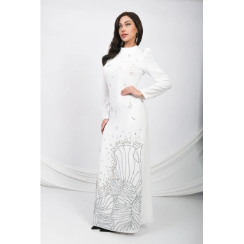 Asil Duruş Krep Abiye - Beyaz