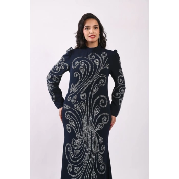 Şelale Işıltısı Abiye - Lacivert