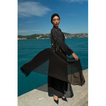 TAŞLI ZARİF TESETTÜR ABAYA - SİYAH